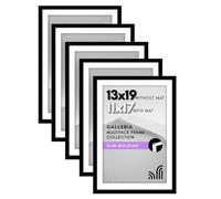 Americanflat Galleria - Juego de 5 marcos para póster de 33,0 x 48,3 cm con plexiglás pulido, marco de 27,9 x 48,3 cm con paspartú o de 33,0 x 48, cm sin, para exhibición en pared, negro