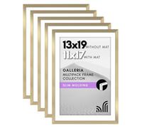 Americanflat Galleria - Juego de 5 marcos para póster de 33,0 x 48,3 cm con plexiglás pulido, marco de 27,9 x 48,3 cm con paspartú o de 33,0 x 48, cm sin, para exhibición en pared, dorado