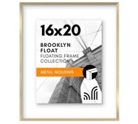 Americanflat Juego de 2 portarretratos flotante de aluminio de 16 x 20 pulgadas, dorado, úsalo como marco de fotos de 16 x 20 pulgadas o marco flotante de 11 x 14 pulgadas, marco de fotos con moldura
