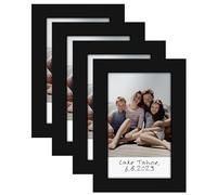 Americanflat Juego de 4 portarretratos de 2 x 3 pulgadas, color negro, uso como marco de 2 x 3 para fotos de impresión instantánea, mini marco de fotos con vidrio transparente, accesorios para colgar