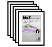 Americanflat Juego de portarretratos de 16 x 21 pulgadas, color negro, úsalo como portarretratos de 12 x 17 pulgadas con paspartú o marco de 16 x 21 pulgadas sin paspartú, marcos de fotos para