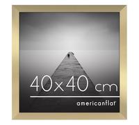 Americanflat Marco de 40x40 cm Dorado - Marco de Madera, Plexiglás, Ganchos para Colgar en Pared