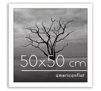 Americanflat Marco de 50x50 cm Blanco - Marco de Madera, Plexiglás, Ganchos para Colgar en Pared