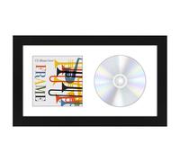 Americanflat Marco de CD de 6.5 x 12 pulgadas, portada de álbum y marco de exhibición de CD con moldura de madera de ingeniería, vidrio resistente a los golpes y caballete para exhibición de pared y