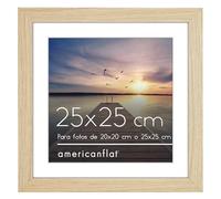 Americanflat Marco de Fotos 25x25 cm en Roble Natural - Usar como Marco de 20x20 cm con Paspartú o 25x25 cm con Cristal Irrompible y Pie para Exposicion en Pared o Mesa