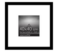 Americanflat Marco de Fotos 40x40 cm en Negro - Marco Fotos de Madera para 20x20 cm con Paspartú o 40x40 cm sin Paspartú - con Cubierta de Plástico Resistente y Ganchos para Colgar en Pared