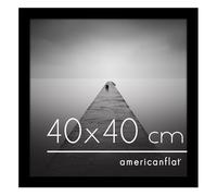 Americanflat Marco de Fotos 40x40 cm en Negro - Marco Fotos Madera con Cubierta de Plástico Resistente y Ganchos para Colgar en Pared