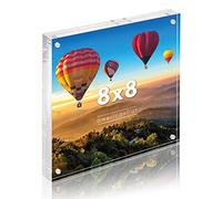 Americanflat Marco de Fotos Acrílico de 20 x 20 cm, Resistente a los Arañazos, con Esquinas Magnéticas, Independiente para Mesa, Marco para Cuadros, Portaretratos para Fotos