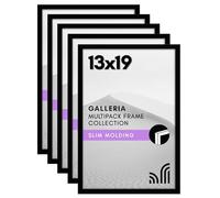 Americanflat Marco de fotos de 13 x 19 pulgadas con plexiglás pulido, juego de 5 unidades, colección Galleria, juego de marcos de pared para exhibición de pared, color negro