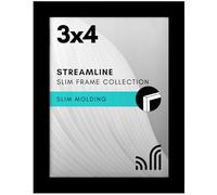 Americanflat Marco de fotos de 3 x 4 pulgadas en color negro, marco de fotos de borde delgado con vidrio resistente a los golpes, accesorios para colgar y caballete para formatos de visualización