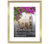 Americanflat Marco de Fotos de 35x45 cm en Dorado - Úsalo como Marco de 25x35 cm con Paspartú o Marco de 35x45 cm sin Paspartú - Marco Fotos Pared Horizontal o Vertical