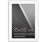 Americanflat Marco de Fotos de 35x50 cm en Blanco - Marcos de Fotos 30x45 cm con Paspartú o 50x35 cm sin Paspartú - con Molduras Finas y Cubierta de Plástico Resistente
