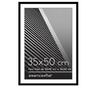 Americanflat Marco de Fotos de 35x50 cm Negro Marco de 30x45 cm con Paspartú o Marco de 35x50 cm Sin Paspartú Marco de Fotos con Molduras Finas y Plexiglás Horizontal o Vertical Marco Fotos Pared