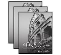 Americanflat Marco de Fotos de 40x50 cm en Negro - 3 Unidades - Marco para Póster de 40x50 cm con Finos Bordes, Plexiglás y Accesorios para Colgar Horizontal y Vertical