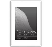 Americanflat Marco de Fotos de 40x60 cm en Blanco Marco de 30x45 cm con Paspartú o Marco de 40x60 cm Sin Paspartú Marco de Fotos con Molduras Finas y Plexiglás Horizontal o Vertical Marco Fotos Pared