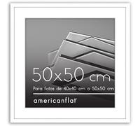 Americanflat Marco de Fotos de 50x50 cm en Blanco Marco de 11x17 cm con Paspartú o Marco de 50x50 cm Sin Paspartú Marco de Fotos con Molduras Finas y Plexiglás Horizontal o Vertical Marco Fotos Pared