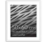Americanflat Marco de Fotos de 50x60 cm en Blanco Marco de 40x50 cm con Paspartú o Marco de 50x60 cm Sin Paspartú Marco de Fotos con Molduras Finas y Plexiglás Horizontal o Vertical Marco Fotos Pared