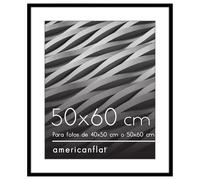Americanflat Marco de Fotos de 50x60 cm en Negro - Marcos de Fotos 40x50 cm con Paspartú o 60x50 cm sin Paspartú - con Molduras Finas y Cubierta de Plástico Resistente
