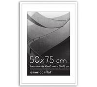 Americanflat Marco de Fotos de 50x75 cm en Blanco - Marcos de Fotos 40x60 cm con Paspartú o 75x50 cm sin Paspartú - con Molduras Finas y Cubierta de Plástico Resistente