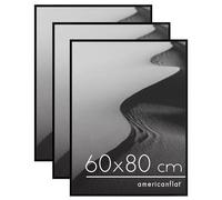 Americanflat Marco de Fotos de 60x80 cm en Negro - 3 Unidades - Marco para Póster de 80x60 cm con Finos Bordes, Cubierta de Plástico Resistente y Accesorios para Colgar Horizontal y Vertical