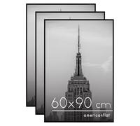 Americanflat Marco de Fotos de 60x90 cm en Negro - 3 Unidades - Marco para Póster de 60x90 cm con Finos Bordes, Plexiglás y Accesorios para Colgar Horizontal y Vertical