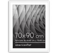 Americanflat Marco de Fotos de 70x90 cm en Blanco - Marcos de Fotos 60x80 cm con Paspartú o 90x70 cm sin Paspartú - con Molduras Finas y Cubierta de Plástico Resistente