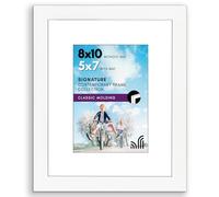Americanflat Marco de fotos de 8x10 cm, color blanco, muestra 5x7 con alfombrilla y 8x10 sin alfombrilla, madera compuesta con vidrio resistente a los golpes, formato horizontal y vertical para pared