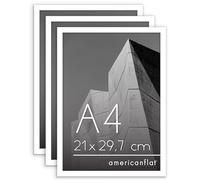 Americanflat Marco de Fotos de A4 en Blanco - Marco de Fotos de Moldura Fina con Cristal Irrompible, Accesorios para Colgar y Pie - 3 Unidades
