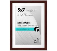Americanflat Marco de fotos fino de 12 x 17 cm en caoba - Muestra 4 x 6 con alfombrilla y 5 x 7 sin alfombrilla - formatos horizontales y verticales para pared y mesa