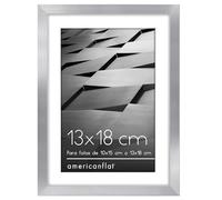 Americanflat Marco de fotos fino de 5 x 7, color plateado - Muestra 4 x 6 con alfombrilla y 5 x 7 sin colchoneta - Formato horizontal y vertical para pared y mesa