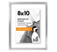 Americanflat - Marco de fotos flotante para pared, 20,3 x 25,4 cm, aluminio y vidrio inastillable, para fotos de 12,7 x 17,8 cm o fotos de 20,3 x 25,4 cm, colección Signature Float, plateado