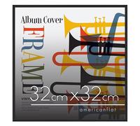 Americanflat Marco para Álbum de Vinilo 32x32 cm para Decoración - Marco de Aluminio Negro con Cubierta de Plástico Resistente y Montaje en Pared