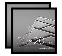 Americanflat Marco para Fotos 20x20 cm en Negro - Marco de Fotos de Moldura Fina con Cristal Irrompible, Accesorios para Colgar y Pie - Marco Fotos Pared o Mesa - 2 Unidades