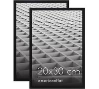 Americanflat Marco para Fotos 20x30 cm en Negro - Marco de Fotos de 30x20 cm de Moldura Fina con Cristal Irrompible, Accesorios para Colgar y Pie