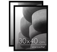 Americanflat Marco para Fotos 30x40 cm en Negro - Marco de Fotos de Moldura Fina con Cubierta de Plástico Resistente y Accesorios para Colgar - Visualización Horizontal o Vertical - 2 Unidades