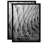 Americanflat Marco para Fotos 30x42 cm en Negro - Marco de Fotos de Moldura Fina con Cubierta de Plástico Resistente y Accesorios para Colgar - Visualización Horizontal o Vertical - 2 Unidades