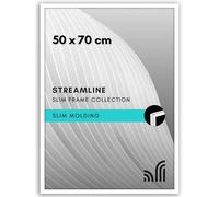 Americanflat Marco para Fotos 50x70 cm en Blanco - Marco de Fotos de Moldura Fina con Cubierta de Plástico Resistente y Accesorios para Colgar - Visualización Horizontal o Vertical