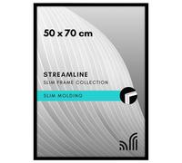 Americanflat Marco para Fotos 50x70 cm en Negro - Marco de Fotos de Moldura Fina con Cubierta de Plástico Resistente y Accesorios para Colgar - Visualización Horizontal o Vertical