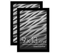 Americanflat Marco para Fotos de 9x13 cm Negro - Marco de Fotos de 13x9 cm de Moldura Fina con Cristal Irrompible, Accesorios para Colgar y Pie - para Pared y Mesa - 2 Unidades
