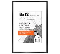 Americanflat Marcos de aluminio de 8 x 12 pulgadas, color negro, madera compuesta con vidrio resistente a roturas, formatos horizontales y verticales para pared