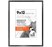 Americanflat Marcos de aluminio de 9 x 12 pulgadas, color negro, madera compuesta con vidrio resistente a roturas, formatos horizontales y verticales para pared