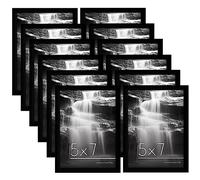 Americanflat Marcos de Fotos 13x18 cm en Negro - Marco Fotos 13x18 cm con Cubierta de Plástico Resistente, Accesorios para Colgar y Pie Visualización Horizontal o Vertical - 12 Unidades