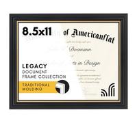 Americanflat Ornate - Marco de diploma de 8.5 x 11 pulgadas en negro y dorado, marco para certificado con vidrio inastillable y caballete para exhibición de pared y mesa, marco de fotos vintage de