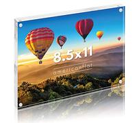 Americanflat Portarretratos acrílico de 8.5 x 11 pulgadas, marco de fotos de doble cara con esquinas magnéticas, marco acrílico transparente para escritorio o mesa, marco de 8.5 x 11 pulgadas con paño