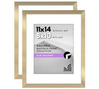 Americanflat Portarretratos de 11 x 14 pulgadas con plexiglás pulido, juego de 2 unidades, úsalo como marco de 8 x 10 pulgadas con paspartú o marco de 11 x 14 pulgadas sin paspartú, colección