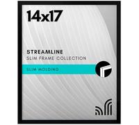 Americanflat Portarretratos de 14 x 17 pulgadas con plexiglás pulido, colección Streamline, marco de fotos de borde delgado para exhibición en pared, accesorios para colgar incluidos, color negro