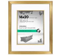 Americanflat Portarretratos de 16 x 20 pulgadas con decoración interior de paspartú, muestra fotos de 11 x 14 pulgadas con paspartú o de 16 x 20 pulgadas sin ella, colección Veranda, marcos vintage