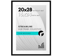 Americanflat Portarretratos de 51 x 71 cm con plexiglás pulido, para usar como marco de 41 x 61 cm con paspartú o de 51 x 71 cm sin paspartú, colección Streamline, con borde fino para pared, negro