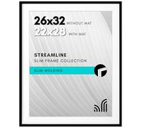 Americanflat Portarretratos de 66 x 81 cm con plexiglás pulido, para usar como marco de 56 x 71 cm con paspartú o de 66 x 81 cm sin paspartú, colección Streamline, con borde fino para pared, negro