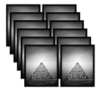 Americanflat Portarretratos de 8 x 10 pulgadas con vidrio inastillable, juego de 12 unidades, colección Galleria, juego de marcos de pared para mesa y pared, color negro